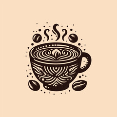 vector coffee shop logo,hand drawn, vintage