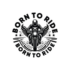 logo vector skull biker riding with motorcycle black and white