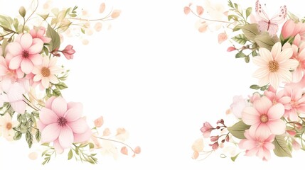 Fototapeta na wymiar pink flowers frame