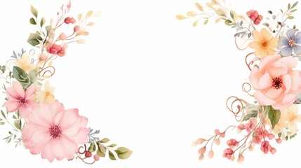  a garden party with a floral wreath invitation card, elegantly displayed on a white background.