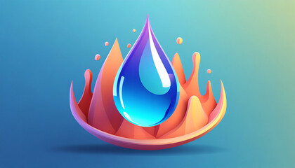  Water drop. 3d vector icon. Cartoon minimal style