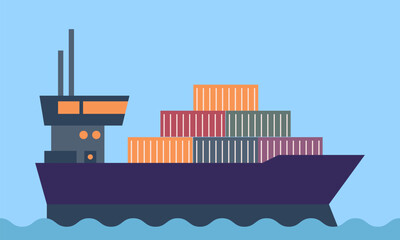 Cargo ship. Container Cargo ship in the ocean, Freight Transportation, Shipping, Nautical Vessel. Container ship in import export and business logistic