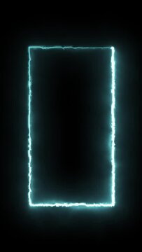 Seamless loop animated rectangle picture frame with energy neon color 4K video motion graphic isolated on transparent background. Futuristic light effect for overlay element. Empty copy space.