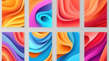 Abstract 3d rendering contrast colors way art illustration set. AI generated image