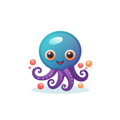 Octopus Design Logo in Cute Style with Bold and Vibrant Colors