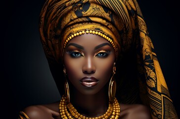 Elegant African woman shopping. Female sale retail. Generate Ai