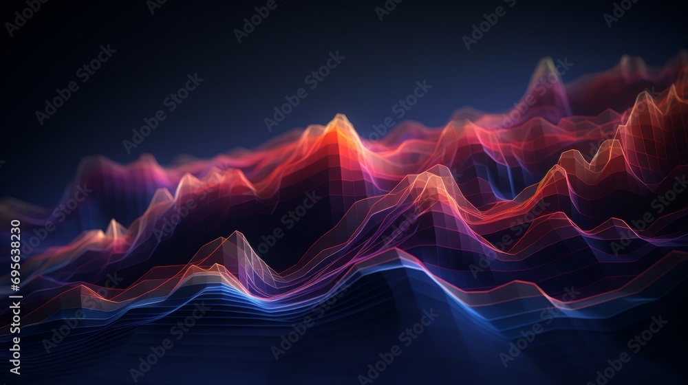 Wall mural a combination of charts, graphs and signals. abstract background