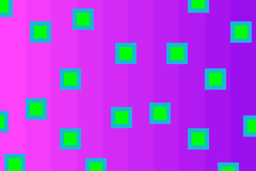 Green squares with blue outlines on striped purple gradient background