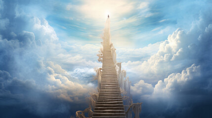 Beautiful ladder stairway or the way to heaven - Powered by Adobe