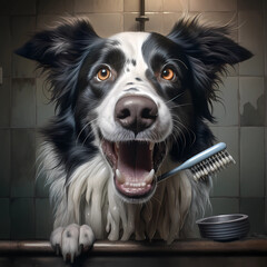 brushing dog teeth AI 