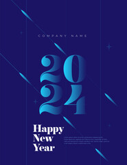 Happy new year 2024 celebration design. Elegant, colorful vector design for happy new year greetings poster, banner & social media post.