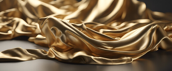 Gilded Elegance Unleashed: Gold Silk Waves for Fashionable Illustrations