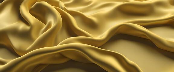 Romantic Velvet Luxe: Yellow Silk Drapery with Dark Artistic Patterns - obrazy, fototapety, plakaty