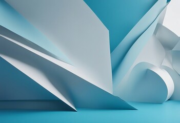 Abstract blue and light blue color paper geometry composition banner background