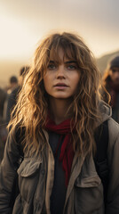 Overjoyed Travelers Explore with Active Leisure: Smiling Tourists Satisfied with Wanderlust Tour, Discovering Locations Outdoors. Destination Exploration. Generative AI