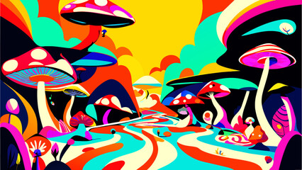 Psychedelic mushrooms vektor icon illustation