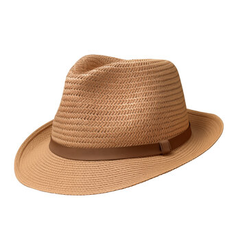 recommend clip art: Fedora sun hat isolated on a white background. Mens' or womens' casual straw hat with ribbon. Stylish summer, beachwear, vacation, travel, accessory for UV protection, beach day, sun protection