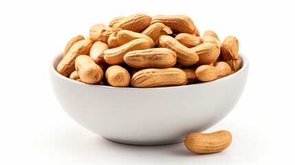 Bowl of Peanuts isolated on white background