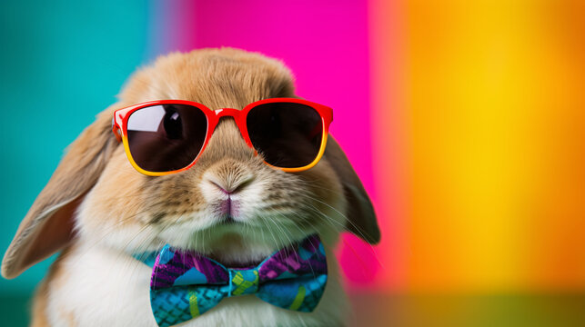 Rabbit wears sunglasses.