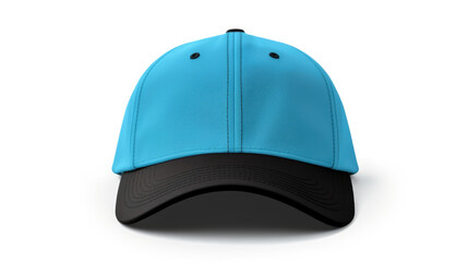 Blue black cap in front view, mockup, white background
