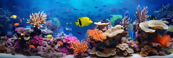 Fototapeta na wymiar Beautiful underwater coral reefs with fish. Exotic coral reef
