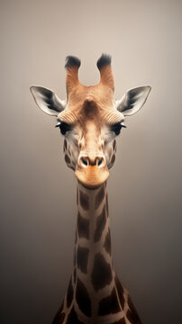 Creative portrait of a giraffe. Сoncept of using images of wild animals for advertising.
