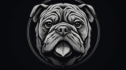 Bulldog logo painting vector illustration