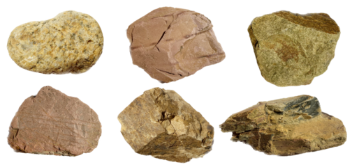 A collection of pebble rock, Cobblestone and rock stone isolated on a transparent background
