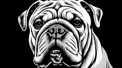 Bulldog logo painting vector illustration - obrazy, fototapety, plakaty