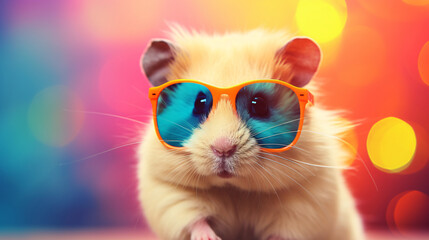 Hamsters with sunglasses. - obrazy, fototapety, plakaty