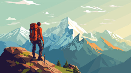 vector character portraying an intrepid explorer, standing at the edge of an infinite horizon, exuding the spirit of endless discovery.