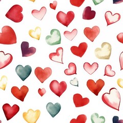 seamless pattern with hearts. Print for fabric, wrapping paper design. Valentine's Day. Background. Postcard. Love. Watercolor