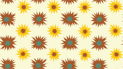 Flower pattern background. Isolated floral backdrop. Vector. Stylized sun drawing watercolor paint brush. Textile and wallpaper patterns. Seamless.