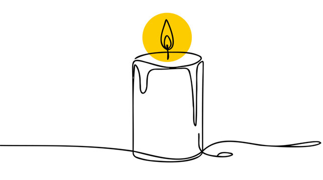 recommend clip art: Continuous one line drawing candle burning flame.