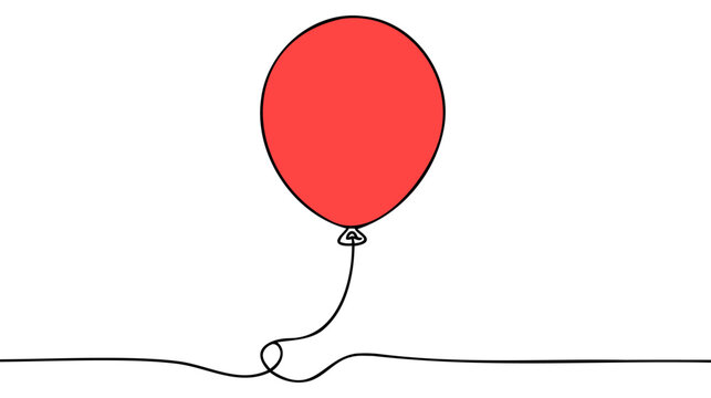 recommend clip art: Single continuous line art of red balloon. One line baloon vector illustraion.
