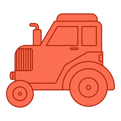 Flat line tractor. Vector illustration with agriculture theme and flat line vector style. Editable vector element.