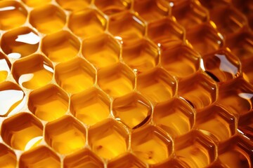 Honeycomb texture with golden honey drips