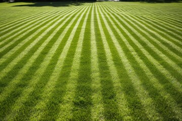 Texture of a freshly mowed lawn with neat stripes - obrazy, fototapety, plakaty