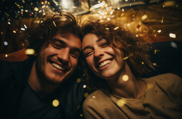 Portrait of a happy young couple having fun
