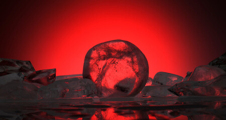 purple red ice for product presentation, podium, background. cosmetics perfumes jewelry pharmacology concept