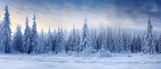 Beautiful Christmas trees covered with snow