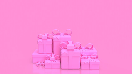 The pink gift box for Valentine's Day concept 3d rendering