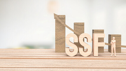 The wood ssf text for Business concept 3d rendering.