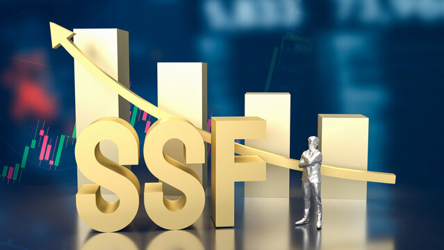 The Gold ssf text for Business concept 3d rendering..