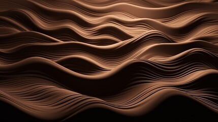 Three dimensional render of brown wavy pattern. Brown waves abstract background texture. Print, painting, design, fashion. Line concept. Design concept. Art concept. Wave concept. Colourful background