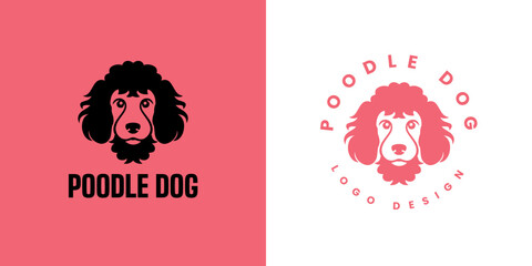 Poodle dog logo design Vector, Cute poodle dog logo templete, silhouette of the dog breed poodle logo, Cute dog logo