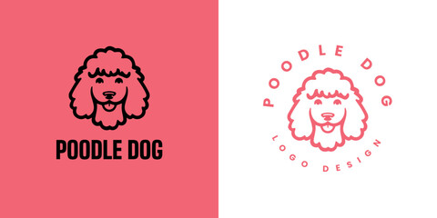 Poodle dog logo design Vector, Cute poodle dog logo templete, silhouette of the dog breed poodle logo, Cute dog logo