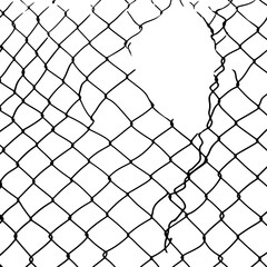 Torn steel wire mesh silhouette