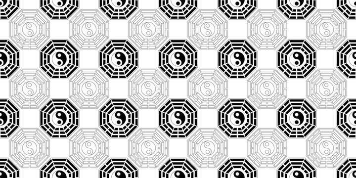 black white bagua seamless pattern