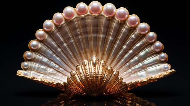seashell on black background